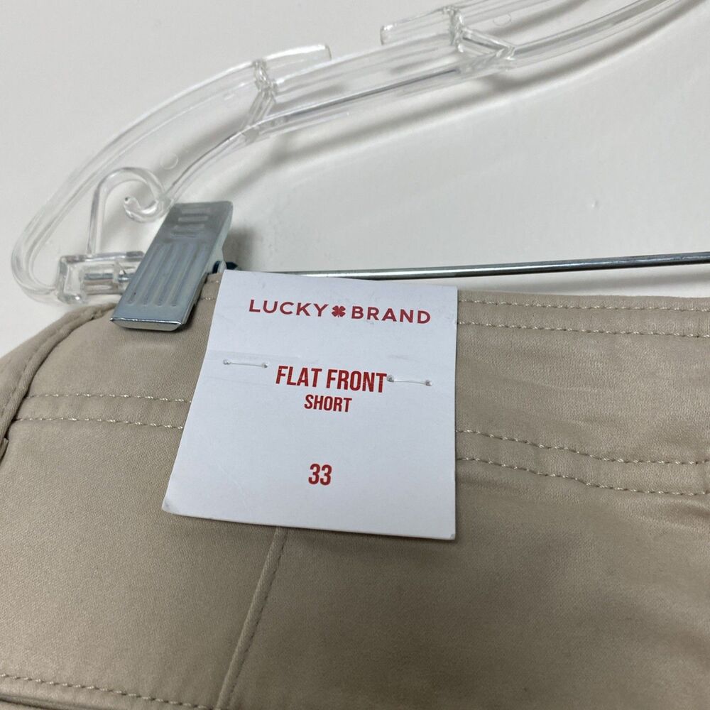 Lucky Brand Khaki Flat Front Chino Shorts Mens Size 33 Casual Stretch 9" Pockets - Picture 13 of 14